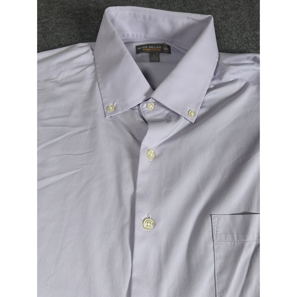 Peter Millar Summer Comfort Purple Long Sleeve Button Up‎ Shirt Large